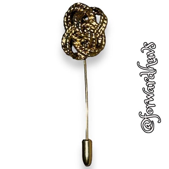 Vintage Gold Tone Twisted Knot Hatpin Stickpin - Picture 3 of 11